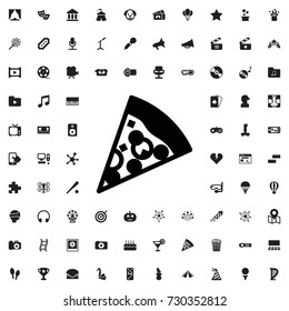 Pizza icon. set of filled entertainment icons.