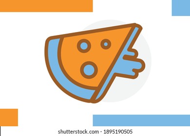 Pizza icon set Filled line color concept related food elements.
