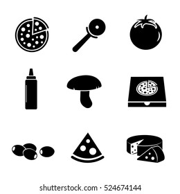 Pizza icon set isolated on white background. Vector art.