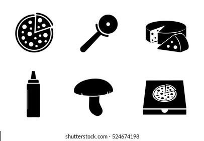 Pizza icon set isolated on white background. Vector art.