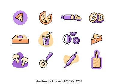 Pizza icon set vector design