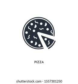 pizza icon. simple element illustration. isolated trendy filled pizza icon on white background. can be used for web, mobile, ui.