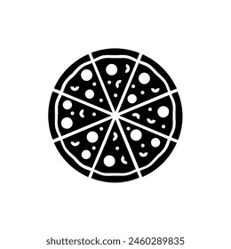 Pizza icon. Simple fast food symbol. Black and white. Vector illustration.