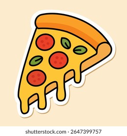 Pizza Icon Sticker Bold Lines