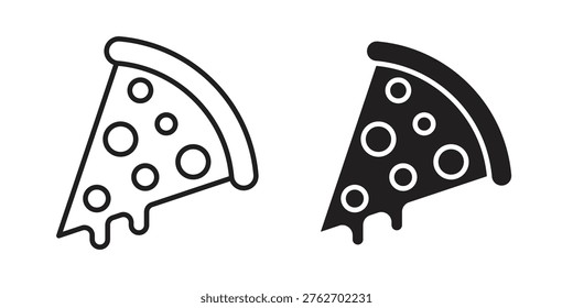Pizza icon suitable. Simple outline and solid style icon EPS10