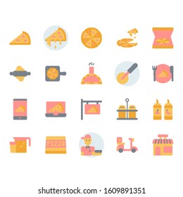 Pizza icon and symbol set in flat design