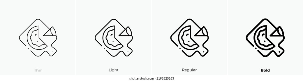 icono de pizza. Diseño delgado, ligero y audaz aislado en un fondo blanco
