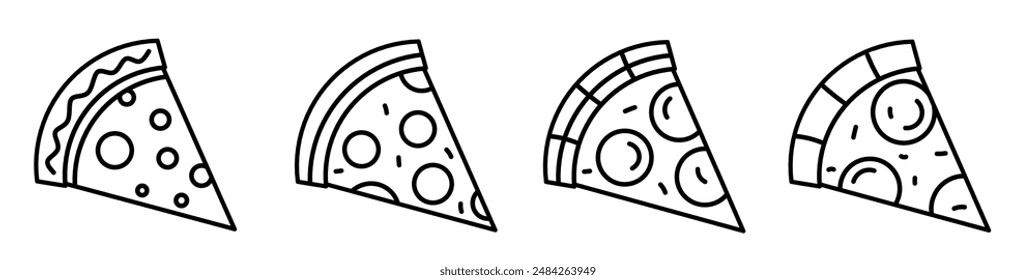 Pizza icon. Pizza thin line icon collection. Stock vector.
