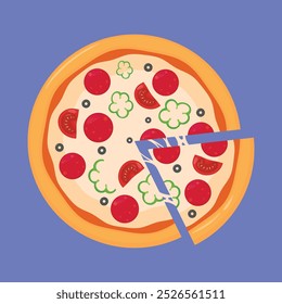 Pizza ícone vetor. Delicious Pizza ícone do vetor. ilustração do vetor da pizza. pepperoni pizza