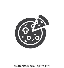 Pizza icon vector, filled flat sign, solid pictogram isolated on white. Symbol, logo illustration. Pixel perfect vector graphics