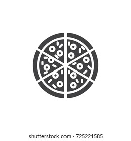 Pizza icon vector, filled flat sign, solid pictogram isolated on white. Symbol, logo illustration.