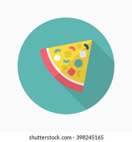 Pizza icon , Vector flat long shadow design.