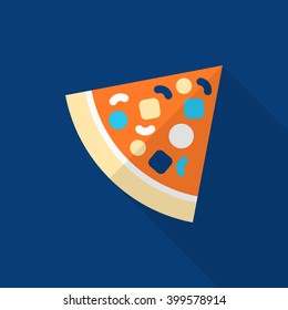 Pizza icon , Vector flat long shadow design.