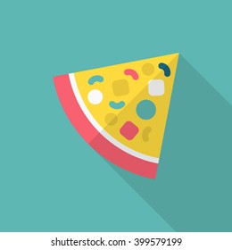 Pizza icon , Vector flat long shadow design.