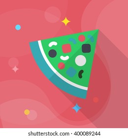 Pizza icon , Vector flat long shadow design.