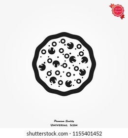 Pizza icon vector in flat style, food silhouette