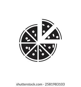 Pizza icon Vector flat thin line illustration