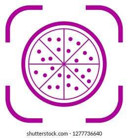 Pizza icon vector in focus. White background