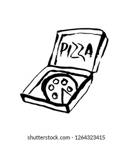 Pizza icon. Vector grunge ink illustration.