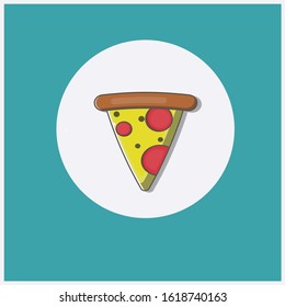 Pizza Icon Vector Illustration Food Icon Concept Flat Cartoon Style Suitable For Web Landing Page, Sticker, Banner, Background  