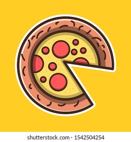 Pizza icon vector illustration with full colour