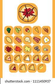 Pizza Icon in Vector Illustration for menu with slicing of pizza