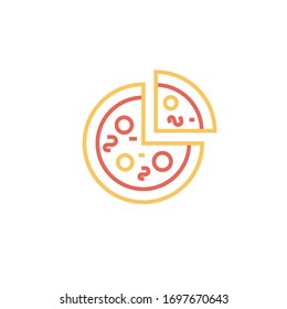 pizza icon vector illustration two color line style design. isolated on white background
