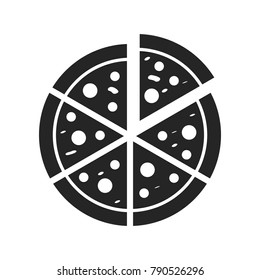 Pizza icon vector. Italian food symbol. Fast-food sign, flat vector element isolated on white background. Simple vector illustration for graphic and web design.