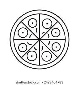 Icono de pizza línea de Vector ilustración de silueta de contorno de arte.