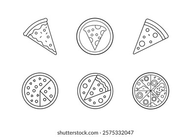 pizza icon vector line art illustration