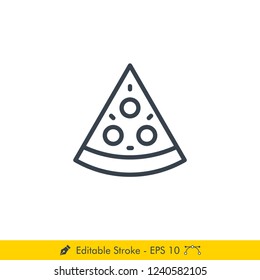 Pizza Icon / Vector - In Line / Stroke Design