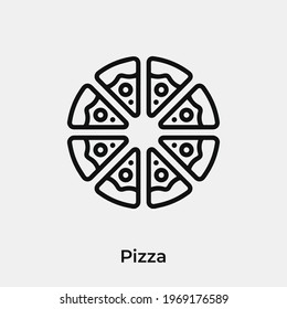 pizza icon vector. Linear style sign for mobile concept and web design. pizza symbol illustration. Pixel vector graphics - Vector.