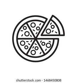 Vector de icono de pizza. Ilustración del logo de Pizza. Comida pizza para el diseño web. Diseño sencillo sobre fondo blanco.