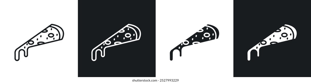 Pizza icon vector icon set black filled and outlined style.
