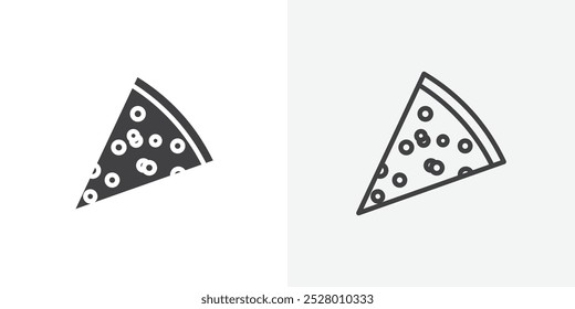 Pizza icon vector icon set in black and white color.