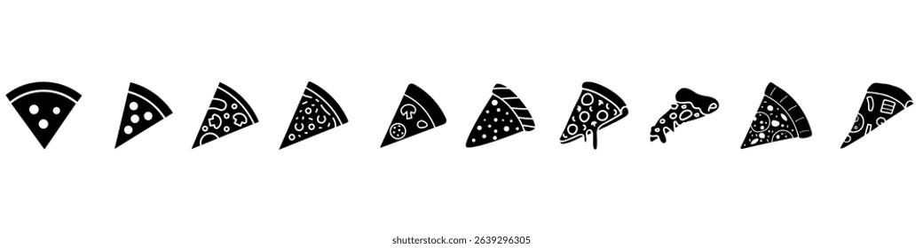 Pizza icon vector set. Pizzeria illustration sign collection. Fast food symbol. Food logo.