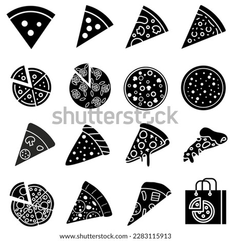 Pizza icon vector set. Pizzeria illustration sign collection. Fast food symbol. Food logo.