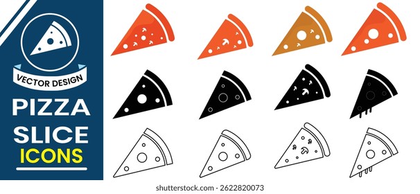 Pizza icon vector set. Pizza slice cheese vector symbol in white background with outlined style. Silhouette of pizza line icon sign and symbol design. Fast food Vector illustration.