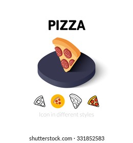 Pizza icon, vector symbol in flat, outline and isometric style
