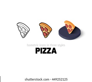 Pizza icon, vector symbol in flat, outline and isometric style