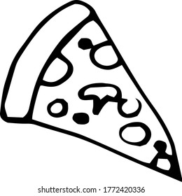 Pizza icon. White background. It can be used in the design of cafes, food delivery services, menus, etc