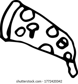 Pizza icon. White background. It can be used in the design of cafes, food delivery services, menus, etc