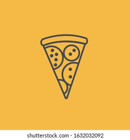 pizza icon with yellow background. Vector concept illustration for design.