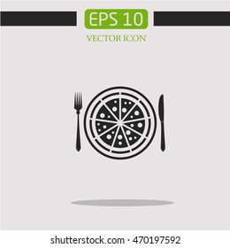 Pizza Icon.fork and knife.logo.