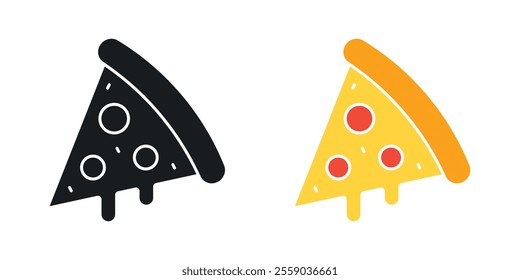 Pizza icons in black and colored version