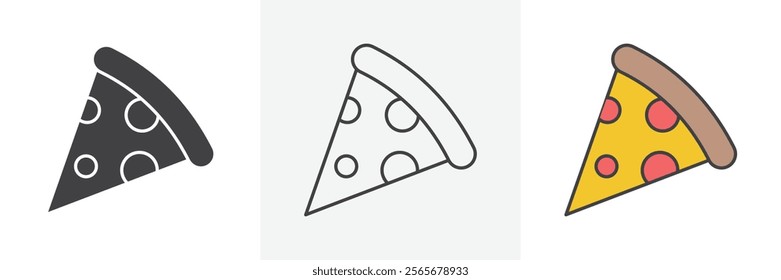 Pizza icons in black and colored versions