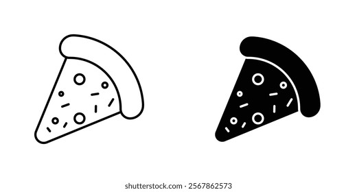 Pizza icons collection in Filled flat and thin line style.