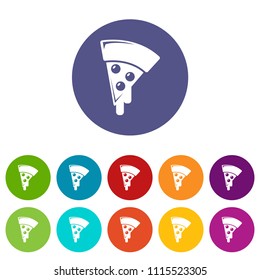 Pizza icons color set vector for any web design on white background