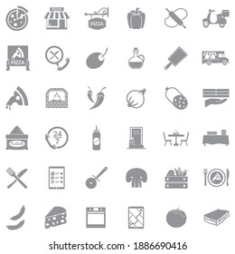 Pizza Icons. Gray Flat Design. Vector Illustration.