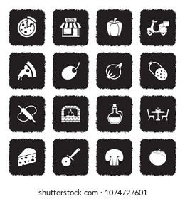 Pizza Icons. Grunge Black Flat Design. Vector Illustration. 